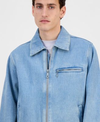 Men's Cotton Waffle Denim Zip Jacket