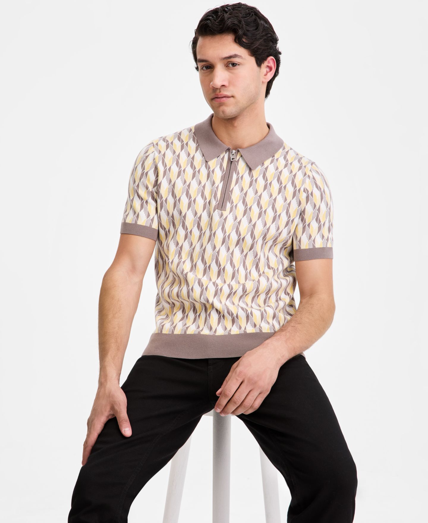 Мужское поло Hugo Boss Jacquard Half-Zip Short-Sleeve Polo Shirt, цвет: Open Miscellaneous — фото 2