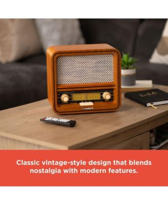 Retro AM/FM Radio, Vintage and Classic Wood Style, Bluetooth, Dual 5W Speakers – 4001796