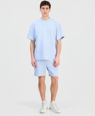 Men's Waffled Jersey Solid-Color Crewneck T-Shirt