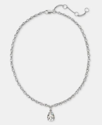 Cubic Zirconia Pear-Shape Pendant Necklace, 16" 