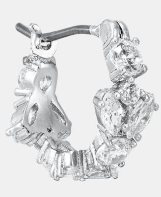 Extra Small Cubic Zirconia Huggie Hoop Earrings, 0.36"