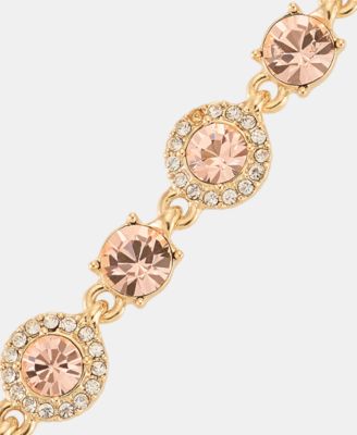 Gold-Tone Boxed Blue Pav&eacute; Halo Bracelet And Earring Set