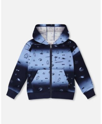 Baby Boys Hooded French Terry Cardigan Blue Gradient