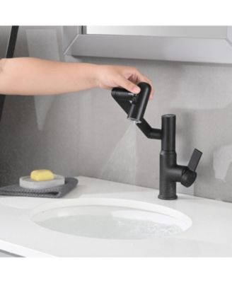 Rotatable Bathroom Faucet with Temperature Display in Fahrenheit (Batteries-Free), 3 Water Outlet Modes