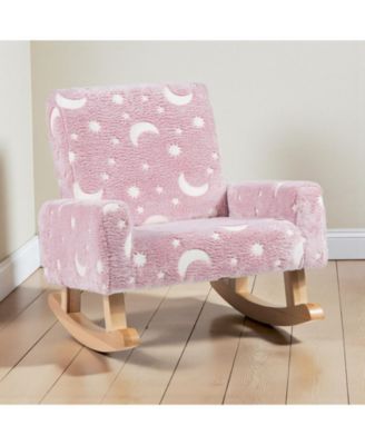 Upholstered Kids Rocking Chair with Sturdy Wood Rocking Legs