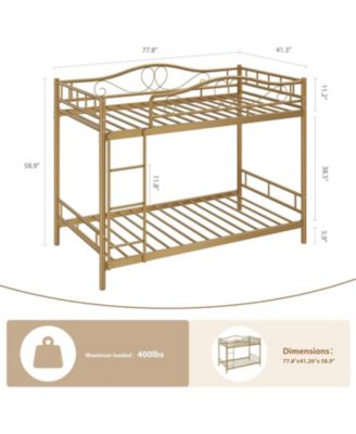 Metal Bunk Bed Twin Over Twin, Heavy Duty Bunkbeds Frame with Safety Guard Rails for Kids Boys GirlsSteel Bed for School, Bedroom Space-Saving,