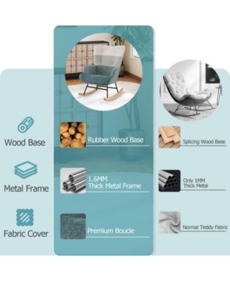 Nursery Rocking Chair with Ergonomic Armrests and High Back