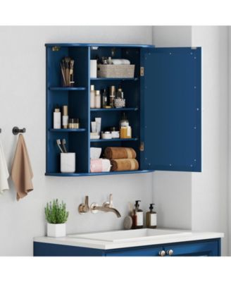 Wall-Mounted Bathroom Mirror Cabinet with Storage Shelves