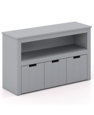 Kids Toy Storage Cabinet with Wheels and Cube Shelves