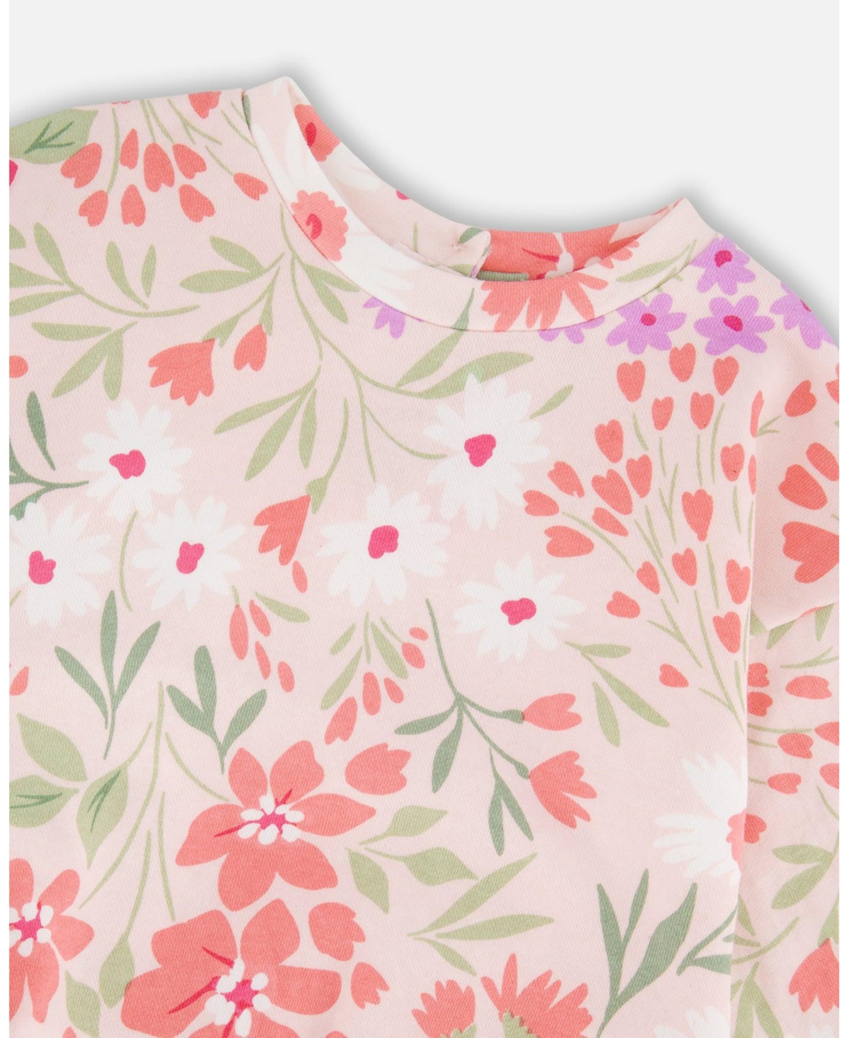 Deux par Toddler Girls French Terry Sweatshirt Pink Printed Flowers - Toddler|Child
