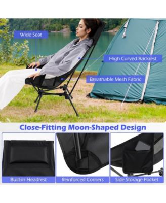 Folding Design High-Back Portable Camping Chair with Carry Bag, Pillow