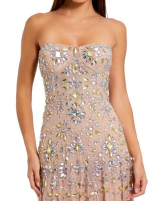 Women's Strapless Sweetheart Embellished Net Gown