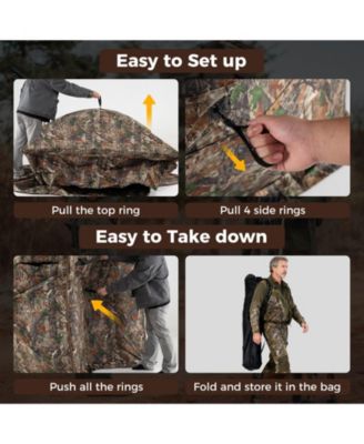 270° See-Through Pop-Up Hunting Blind for 3-4 People with Full-Open Swing Door