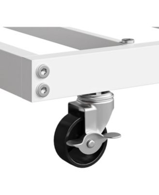 Twin Daybed with Trundle, Heavy-Duty Metal Slats, Upholstered Headboard, Space-Saving, White