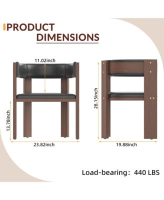 Set of 4 Modern PU Leather Upholstered Dining Chairs, Curved Backrest with Rubber Wood Frame