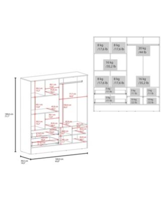 Hilda Wardrobe Multistorage with Two Mirrors, White