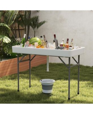 4 ft Ice Cooler Folding Table with Large Sink, Portable Ice Bin Serving Table