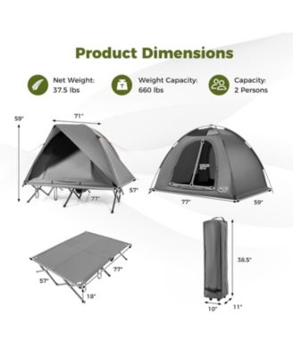 2-Person Foldable Camping Cot Tent Combo, Off-Ground Sleeping Shelter for Adults