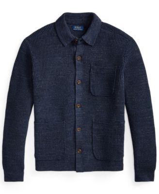 Men's Collared Button-Front Cardigan
