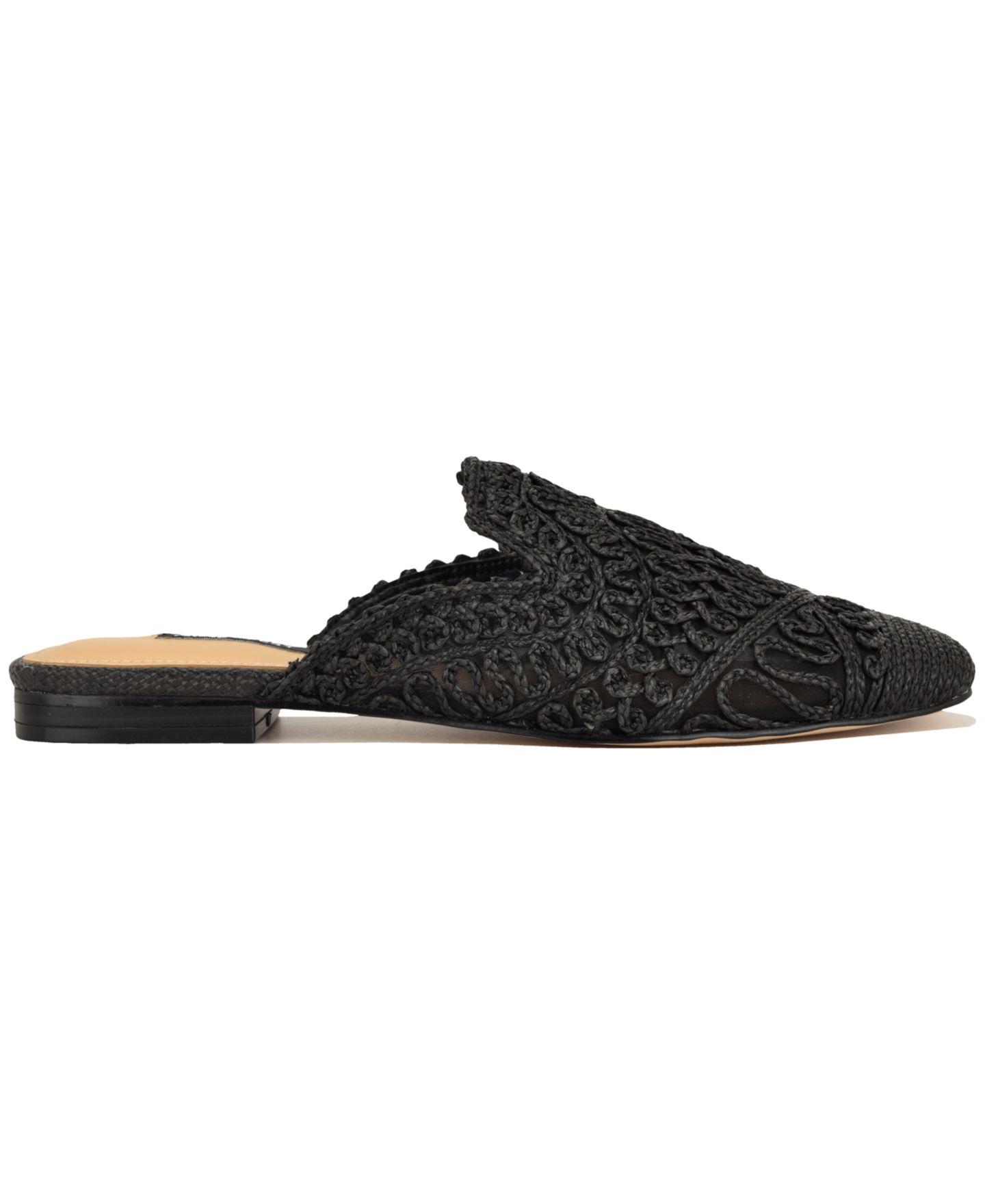 Женские сабо Nine West Camella Woven Flat Slip-On Mules, цвет: Чёрный — фото 2