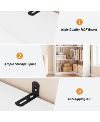 Farmhouse Bookshelf Corner Bookcase 72.8 Large Bookcase Wood Bookshelf Tall L Shaped Bookshelf 5 Tier Corner Shelf Display Rack