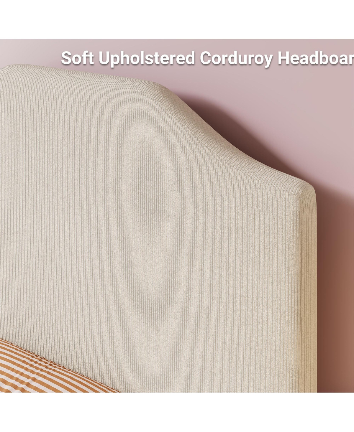 gaomon Bed Frame, Corduroy Upholstered Platform