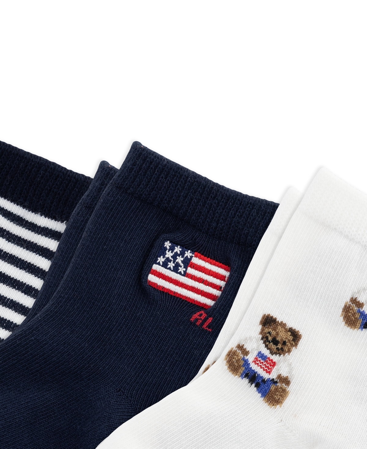 Polo Ralph Lauren Baby Boys' Americana Bear Socks, 3-Pack