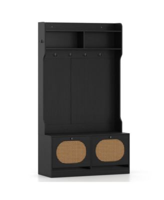 Entryway 4-in-1 Hall Tree with Coat Rack and Flip Drawers