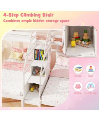 Twin Over Twin Bunk Bed with Stair Storage for Kids and Teens - One Size Fits All