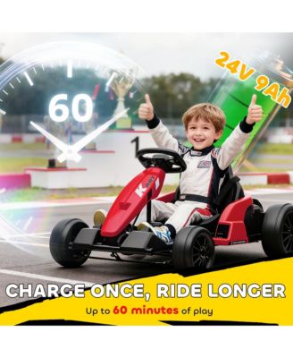 24V Electric Go Kart, Kids Drift Kart with Dual 150W Motors,