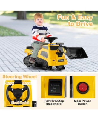 6V Ride on Tractor 3-in-1 Electric Excavator with Adjustable Arms and Music