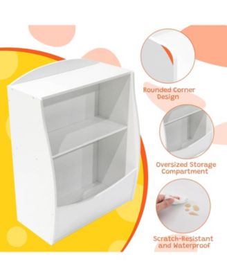 2 Tier Toy Storage Organizer for Kids,Wood Kids Bookshelf and Toy Organizer,Book Display Shelf for Kids Rooms Playroom