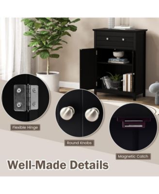 2-Door Freestanding Bathroom Cabinet with Drawer and Adjustable Shelf