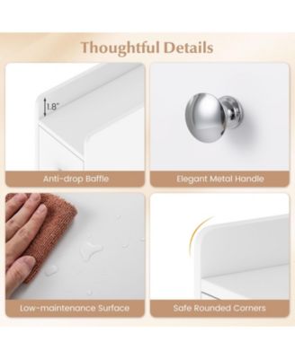 Small 4-Tier Bathroom Storage Cabinet with Slide-Out Drawers, Casters for Easy Move