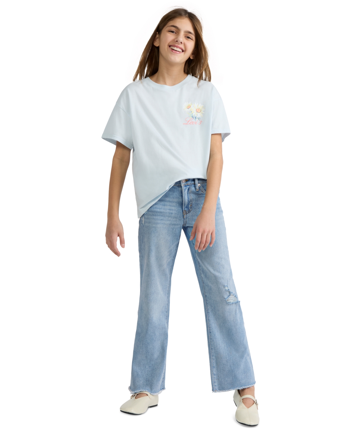 Levi's Big Girls Vintage-Like Mid Rise Wide Leg Jeans