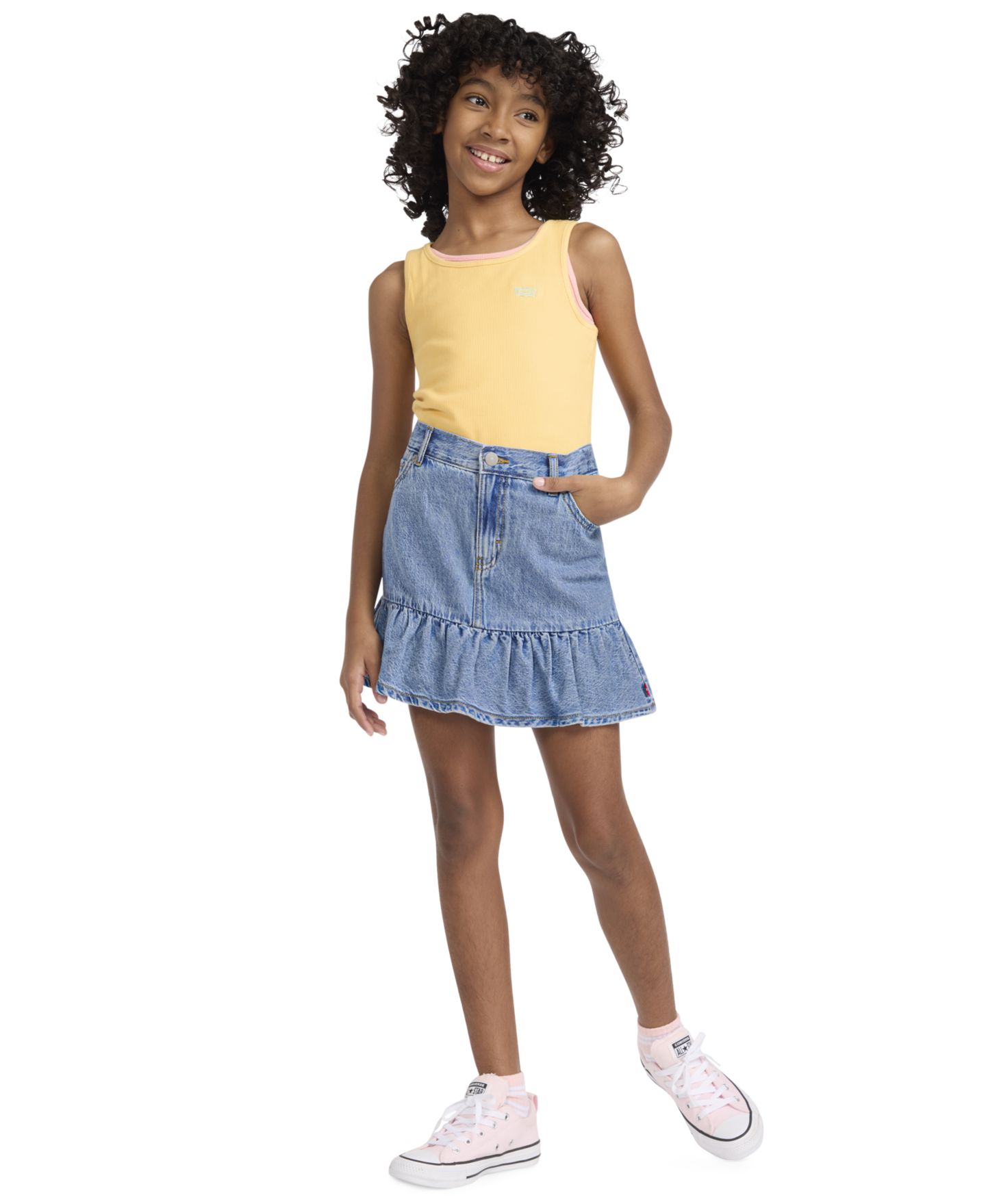 Юбка Levi's Flounce Mini Skirt для девочек, цвет: Средний синий — фото 3