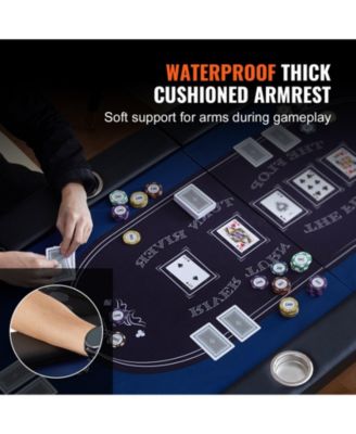 10-Player Foldable Poker Table 84" Oval with Cup Holders and Padding