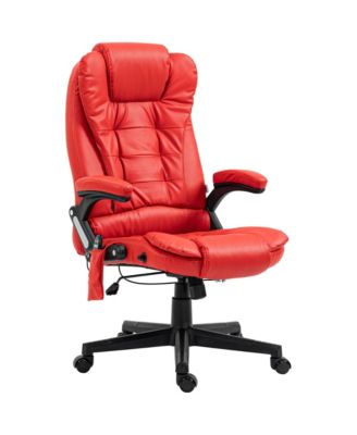 High Back Vibration Massage Office Chair with 6 Vibration Points Heated Reclining PU Leather