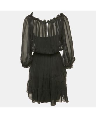 Women's Pre-Owned D&g Black Silk Tiered Mini Dress