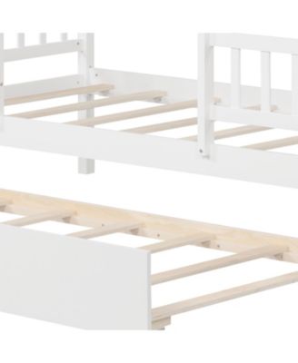 Twin-Size Platform House Bed with Trundle and Window