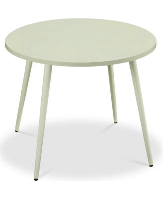 Round Mid-Century Modern 35.5in Dining Table, Dinette for Home or Kitchen w/Wood Finish Steel Legs 