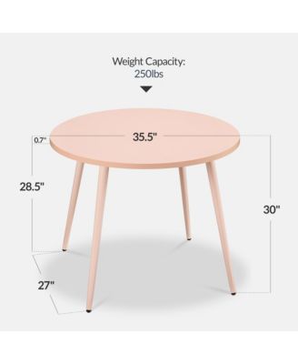 Round Mid-Century Modern 35.5in Dining Table, Dinette for Home or Kitchen w/Wood Finish Steel Legs 
