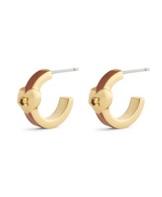 Gold Signature C Heart Huggie Earrings