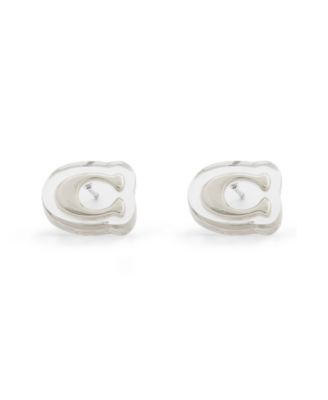 Rhodium Signature C Lucite Stud Earrings