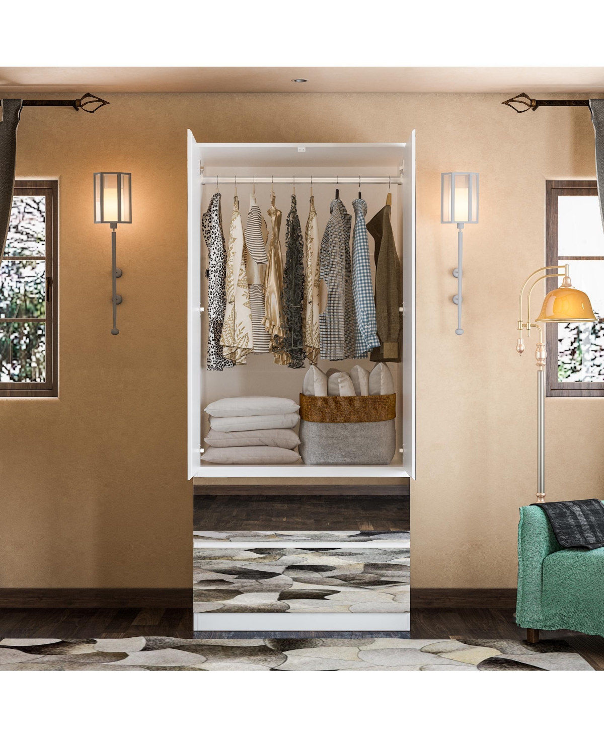 Homsee 6-Drawers White Paint Dresser Vanity Cabinet Organizer