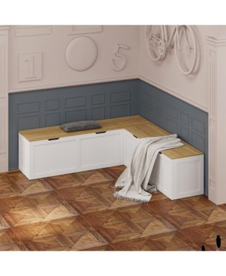 L-Shaped Shoe Bench Corner Bench With Storage Space For Entryway