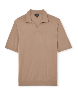 Men's Merino Wool Open Collar Polo Shirt