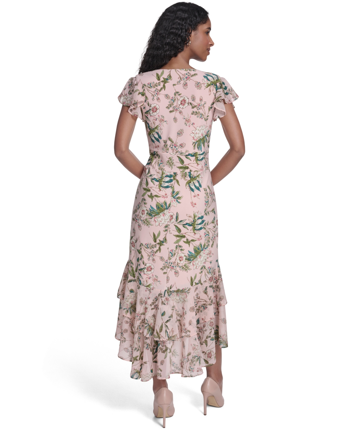 Tommy Hilfiger Women's Flutter Sleeve V-Neck Midi Dress