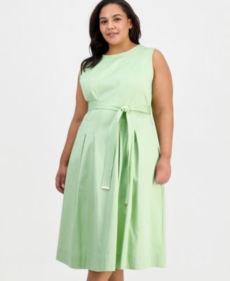 Plus Size Belted Midi Dress